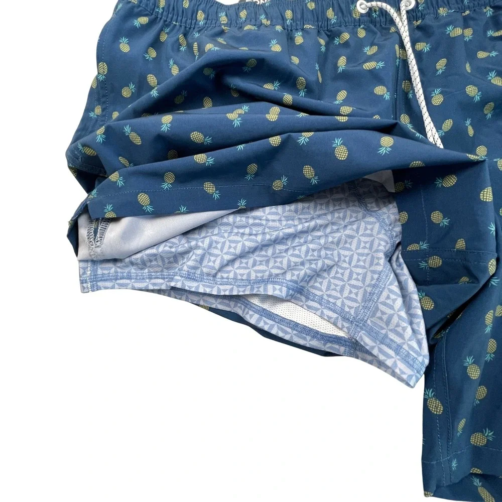 NWT Bonobos Mens XXL Blue Pineapple Stretch Swim Trunks Shorts Resort Beach 7